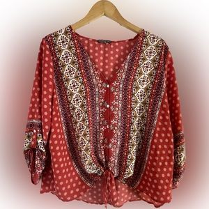 West Kei long sleeve patterned blouse